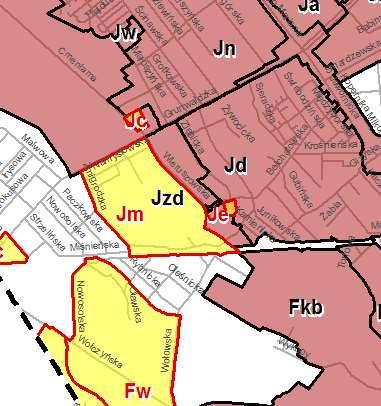 Otoczenie planistyczne Plany opracowywane: Jm dla terenów w rejonie ulic Wieruszowskiej, Miśnieńskiej, Żmigrodzkiej w Poznaniu, Jc dla terenu w rejonie ulic Cmentarnej i Grunwaldzkiej w Poznaniu, Je