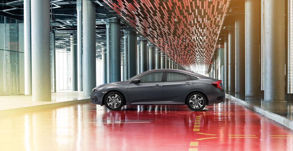 TWÓJ NOWY CIVIC Nowa, zaprojektowana od podstaw Honda Civic 4D utożsamia ducha innowacyjności Hondy, odzwierciedlając jednocześnie nasze dążenie do wprowadzania nowości technicznych.