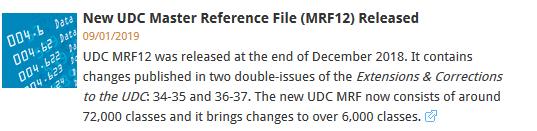 Aktualności E&C 34-35 i 36-37 Ukazały się dwa kolejne numery rocznika Konsorcjum UKD 1 : Extensions & Corrections to the UDC 34-35 (2012-2013) i Extensions & Corrections to the UDC