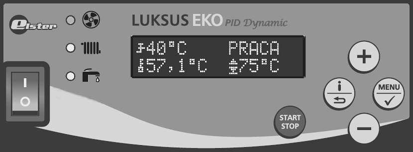 2. Panel sterowania Rys. 1. Widok panelu sterowania. Regulator załączamy do sieci włącznikiem.