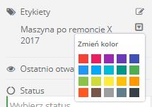 Kolorowanie etykiet Poprzez wykorzystanie przycisku można dokonać wyboru indywidualnego koloru dla etykiety: Istnieje przypisywania nowych etykiet do etykiet nadrzędnych: W polu Etykieta nadrzędna