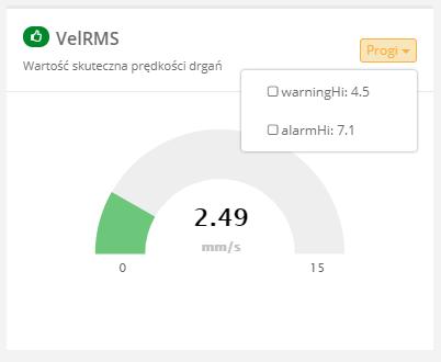 Wyświetlanie wartości progowych Aby wyświetlić zakres wartości progowych należy kliknąć przycisk Progi i zaznaczyć odpowiednie: Rys. 11 Wartości progowe na wskaźniku 3.