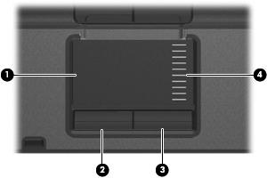 Płytka dotykowa TouchPad (1) Płytka dotykowa TouchPad* Umożliwia przesuwanie wskaźnika, a także zaznaczanie oraz aktywowanie elementów na ekranie.