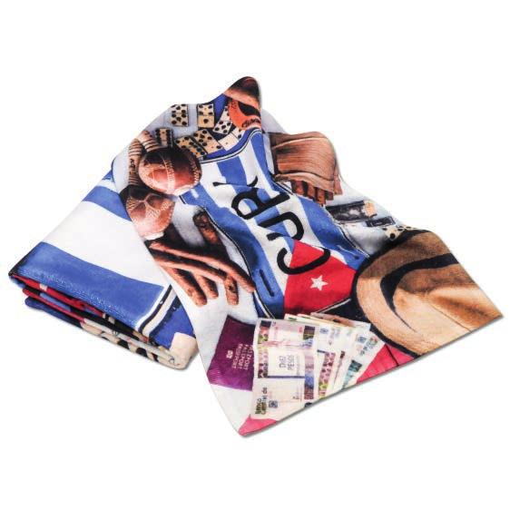 Printed microfiber towel Ręcznik z mikrofibry z nadrukiem Ręcznik z mikrofibry z pełnokolorowym nadrukiem cyfrowym. Możliwy nadruk dwustronny.