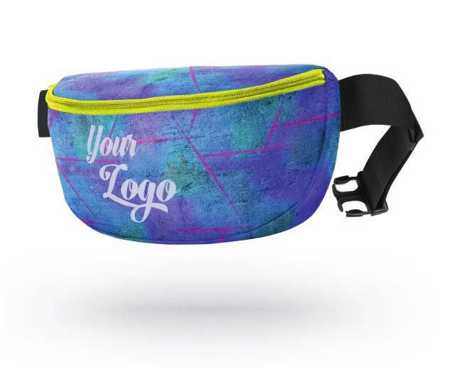 Solidna, plastikowa klamra. Hip pack sachet with full-surface printing.