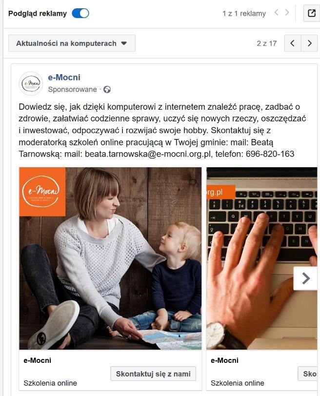 PRZYKŁAD POSTA SZKOLENIA ONLINE Posty dedykowane konkretnym