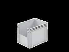 Euro-Norm basicline Pojemniki z oknem inspekcyjnym 400 x 300 mm Ściany Dno Uchwyty na ręce Pojemność Waga Kolor Wymiary wewnętrzne pełne perforowane gładkie pełne gładkie, pełne otwory odprowadzające
