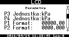 Możliwe wartości to kpa, MPa, psi P1 P4 Format format wyświetlanej wartości ciśnienia (ilość cyfr przed i po przecinku) Dla wybranej jednostki zaleca się ustawić taki format, aby prezentowane było 5