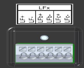 Do zacisków (LF+, LF-, LFb+, LFb-, LFc+, LFc-) można podłączać wyłącznie kable ekranowane o maksymalnej długości do 10 m (dobór przewodów pokazuje Tabela 5.3).