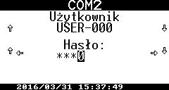 COMMON SA Instrukcja obsługi i DTR CMK-03 Przyciskami wybiera się użytkownika, wybór zatwierdza się przyciskiem ENT, jednocześnie przechodząc do wprowadzania hasła.