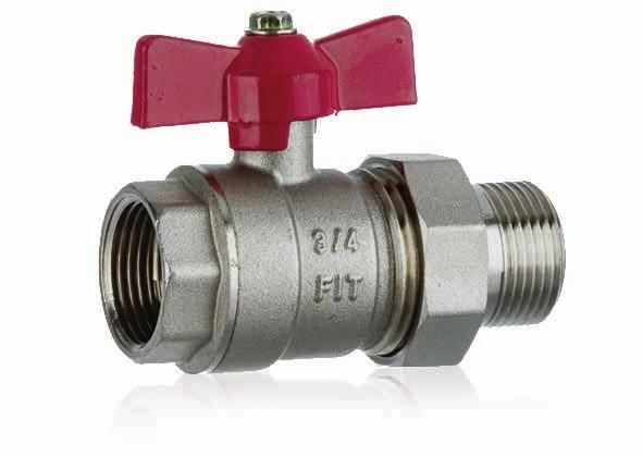 Brass ball valve female-male with union connector and long steel handle Strong Art.
