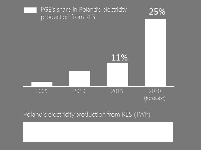 of electricity generation, PGE Group must secure at least a 40% share of the electricity generation market in Poland by 2020.
