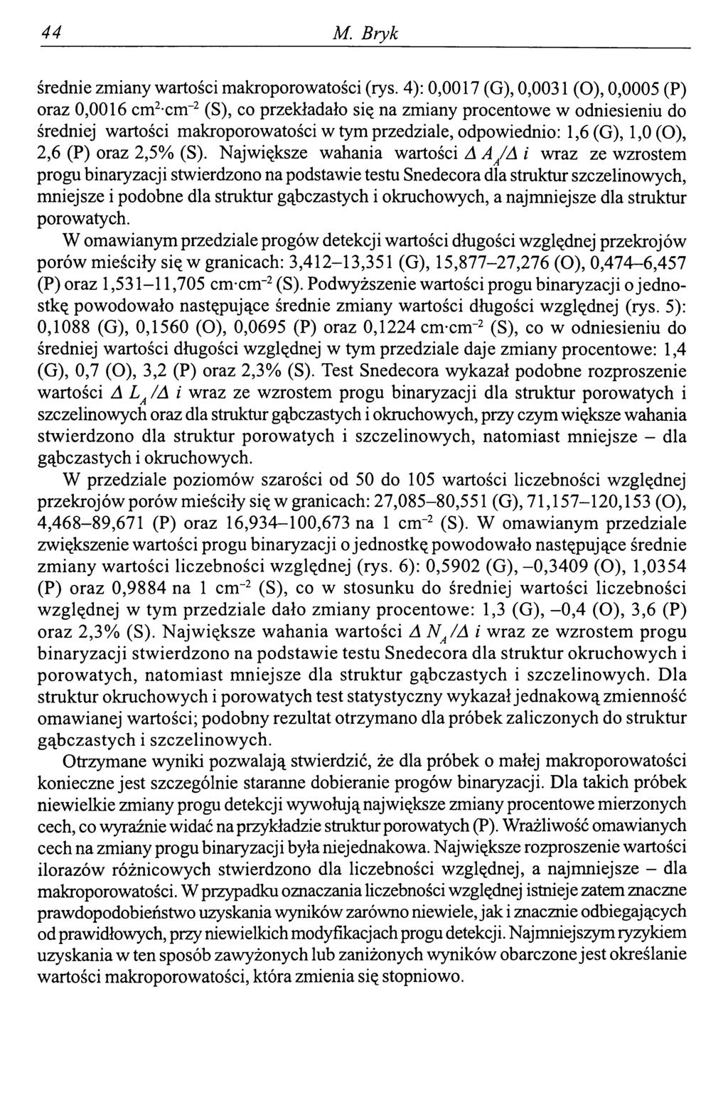 44 M. Bryk średnie zmiany wartości makroporowatości (rys.