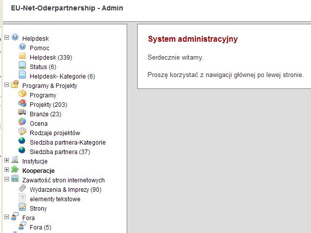 Kooperationsdatenbank Regionalseite MoŜliwa jest regionalna administracja wpisów poprzez