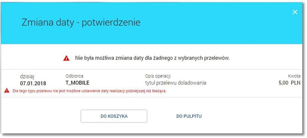 W przypadku zmiany daty realizacji dla zleceń usuniętych system utworzy nowe zlecenie ze statusem Nowy.