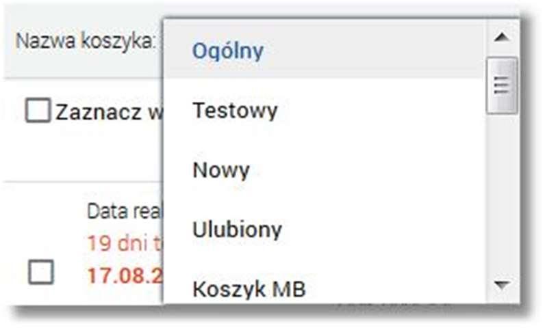 Page3 [PRZENIEŚ] - pozwalający na przeniesienie przelewów między koszykami, - kierujący do ekranu zarządzania koszykami.
