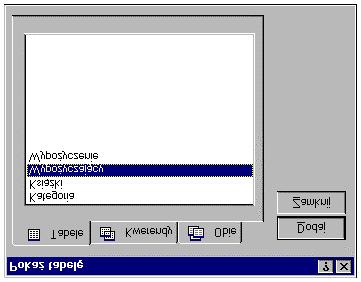 ûwiczenie N 0 J =<..:(5(' 0-5 kwerendy. Okno 3ND* WDEHO ]DZLHUD WU]\ ]DNáDGNL XP*OLZLDMFH Z\EyU W\X ZLGF]Q\FK ELHNWyZ 'P\OQLH Z\EUDQD MHVW ]DNáDGND Tabele L W\ON WH ELHNW\ V ZLGF]QH WZDUFLX NQD ys. ).
