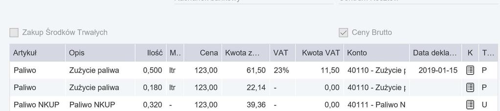 Trzecia możliwość księgowania W menu Zakupy > Faktury i inne dowody zakupu > Nowy dowód dodaj nową fakturę. Zanim wprowadzisz artykuły, zaznacz opcję Ceny brutto.