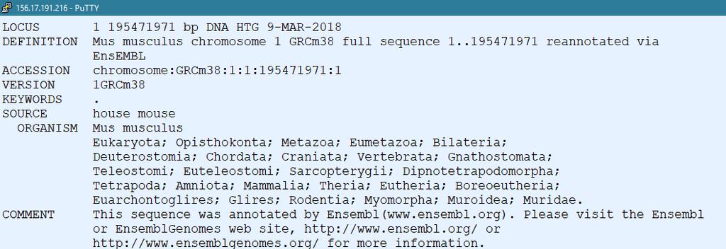 ENSEMBL More extensive sequence annotation by means of feature tables and contain thus the genome sequence as annotated by the