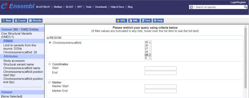 BioMart Export custom datasets from