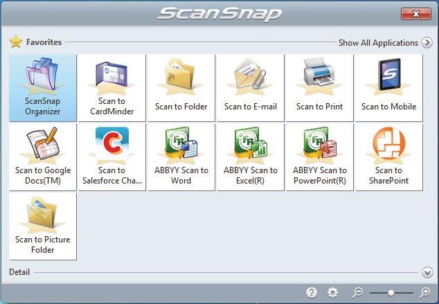 Fujitsu ScanSnap ix100 Instrukcja obsługi (Windows) 7. W Quick Menu kliknij ikonę aplikacji, którą chcesz otworzyć.