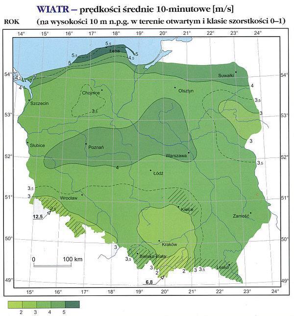 Ośrodek Meteorologii IMGW Rysunek 11 Średnie roczne prędkości wiatru w