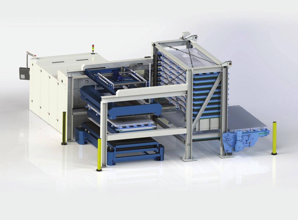 SYSTEM ZAŁADOWCZO-ROZŁADOWCZY KIMLA Storesystem LUS30 ZAUTOMATYZOWANE GNIAZDO DO CIĘCIA LASEROWEGO KIMLA LaserCEL Innowacyjny zautomatyzowany system załadowczo-rozładowczy Kimla Storesystem.