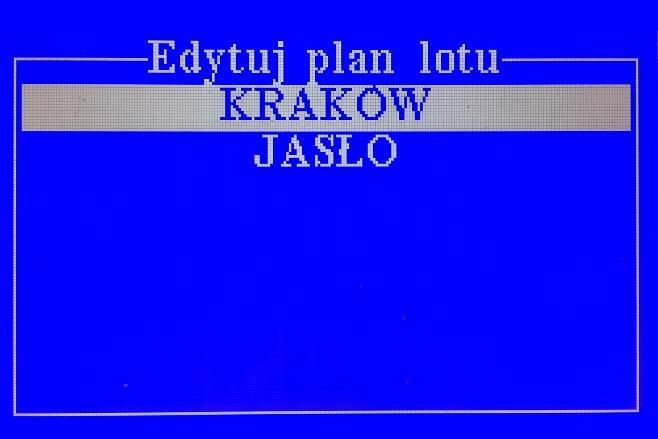 3.2.3. Usuwanie lotu. Rys. 3.14 Loty Edytuj plan lotu. Usuwanie lotu umożliwia nam opcja Usuń plan lotu w podmenu Loty. Po ukazaniu się ekranu jak na rys. 3.15, kursorami (góra), (dół) wybieramy plan lotu, który należy usunąć.