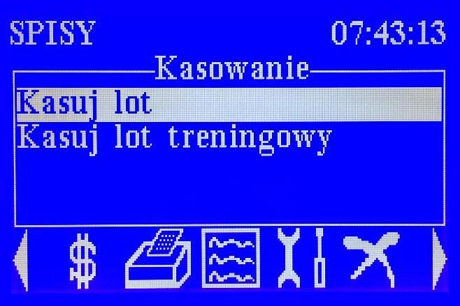 Przed lotem dublowanym należy wcześniej wpisać pożądaną listę lotów oraz w zakładce USTAWIENIA zmienić opcję z pojedyncze na dublowane.