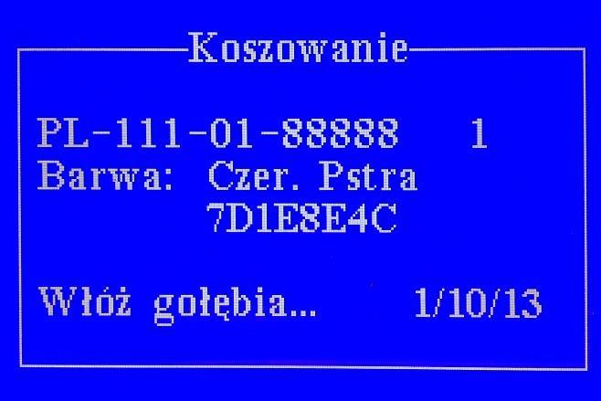Rys. 4.8 Koszowanie dane wyświetlane podczas koszowania. System zarejestruje czas wkładania.
