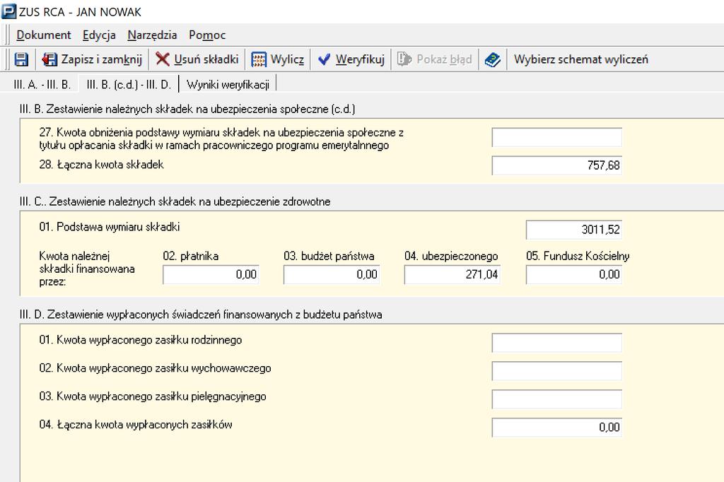 W formularzu ZUS RPA wskazana zostanie wysokość części