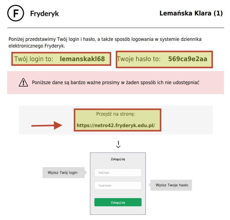 Pierwsze Logowanie do dziennika Uczeń otrzymuje od Administratora Systemu/Wychowawcy/Opiekuna