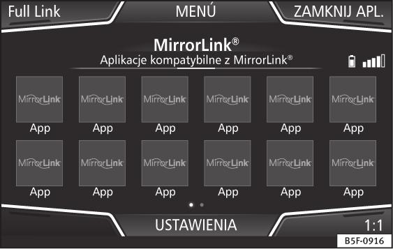 MirrorLink Rys. 18 Przyciski funkcyjne na widoku kompatybilnych aplikacji. Rys. 19 Inne przyciski funkcyjne MirrorLink.
