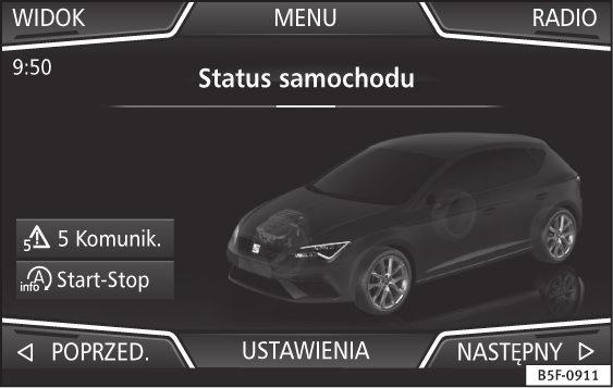 Menu CAR Symbole rys. 65: Znaczenie A Przewidujący sposób jazdy. Przy gwałtownych zmianach przyśpieszenia ekonomiczność jazdy maleje. Wartości podane na rysunkach rys. 62, rys. 63, rys. 66 i rys.