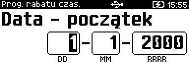 Czasowy (godzinowy). Należy podać czas od do godziny, w której rabat będzie aktywny. Godzinę należy wpisać za pomocą klawiatury numerycznej lub klawiszami [GÓRA] / [DÓŁ].