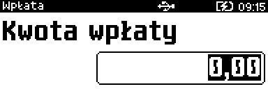 W dalszej kolejności należy określić kwotę wpłaty lub wypłaty. Po zatwierdzeniu wpłacanej/wypłacanej kwoty klawiszem [RAZEM] kasa wydrukuje potwierdzenie.