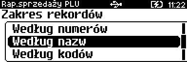 Po zatwierdzeniu (klawiszem [RAZEM]) pozycji Według numerów, należy podać zakres numerów towarów/zestawów/wielopaków, których statystyki mają być wydrukowane na raporcie.