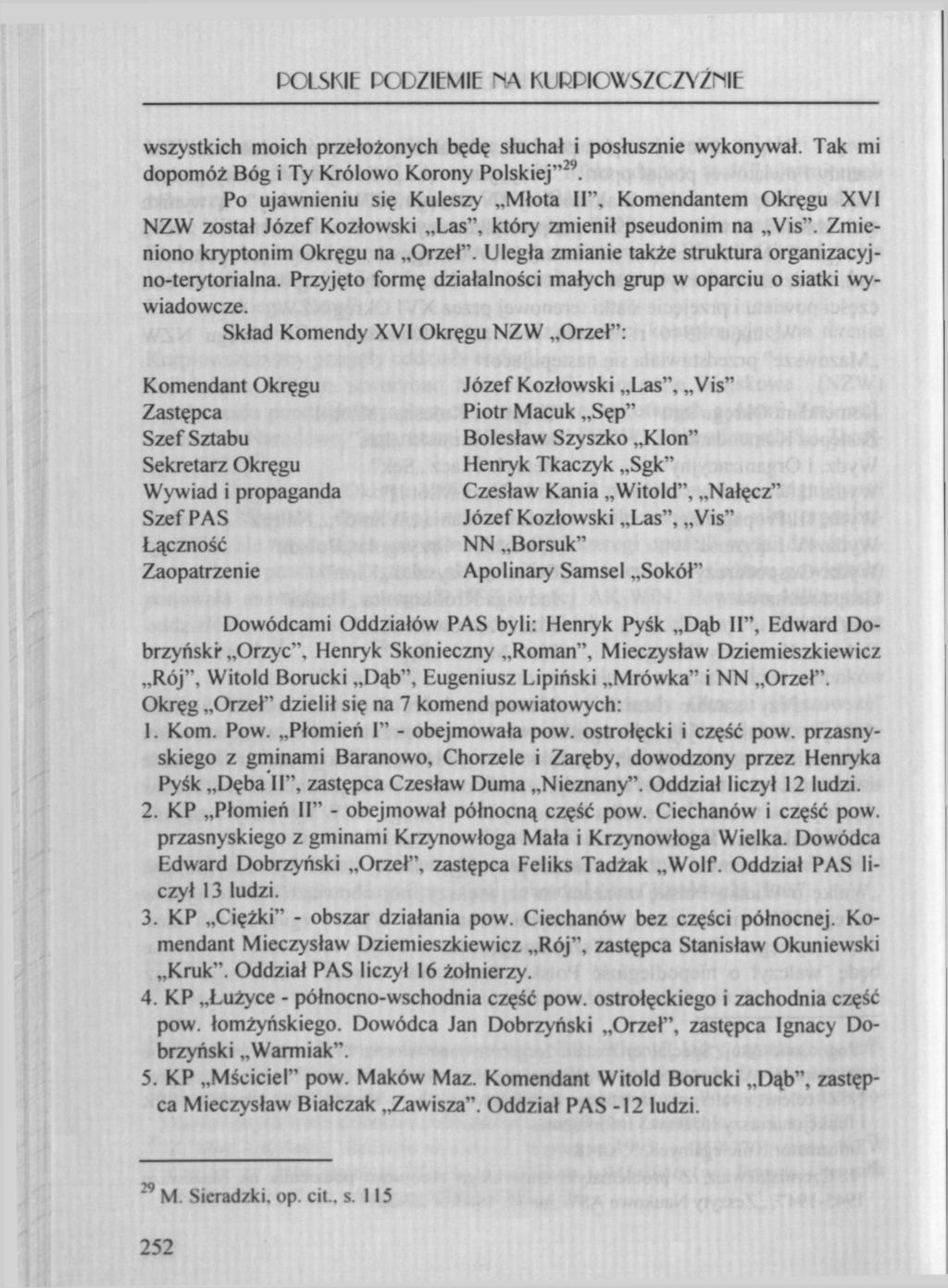 POLSKIE PODZIEMIE MA KUQPIOWSZCA ŻniE wszystkich moich przełożonych będę słuchał i posłusznie wykonywał. Tak mi dopomóż Bóg i Ty Królowo Korony Polskiej" 29.