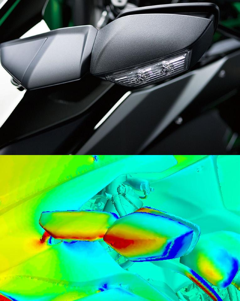 com/en/ Lokalizacja Klienta Minato, Tokio Japonia Rysunek 9: Wyniki badania urządzeń aerodynamicznych dla Ninja H2 (po stronie lewej) i H2R (po stronie prawej), wykazujące minimalny wzrost oporu i