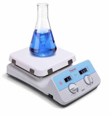 P łyty grzejne Thermo Scientific Cyfrowe płyty grzejne, mieszadła z grzaniem i bez grzania posiadają precyzyjną kontrolę, funkcje zwiększające bezpieczeństwo i dokładne utrzymanie temperatury dla