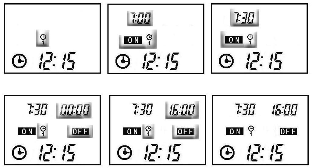 PROGRAMOWANIE PILOTA I PRACA SYSTEMU KLIMATYZACJI USTAWIENIE TIMERA TYGODNIOWEG O Przykład ustawienia Timera Tygodniowego T1, godz iny pracy od 7:30 do 16:00.