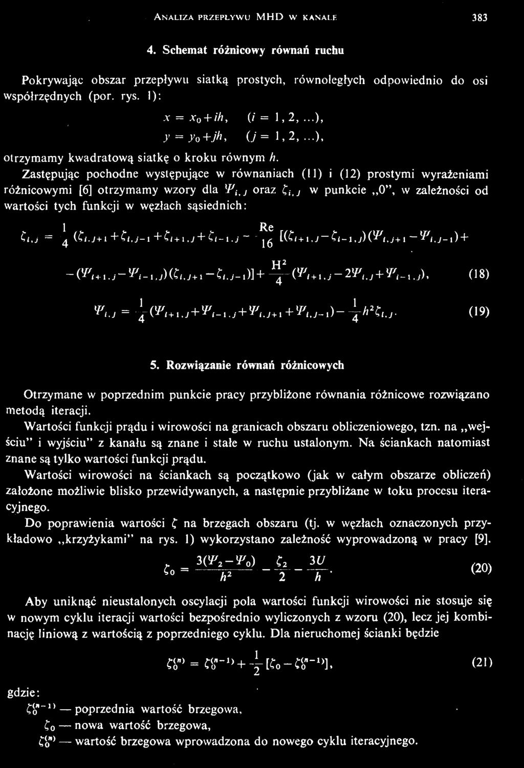toku procesu iteracyjnego. Do poprawienia wartoś ci С na brzegach obszaru (tj. w wę złach oznaczonych przykładowo krzyż ykami" na rys.