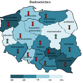 Wykres: Produkcja budowlano - montażowa W grudniu jednostki ze wszystkich województw prowadzące