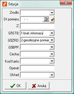 Z kolei w wartościach domyślnych należy ustawić parametry: G5STB jako 1-brak informacji oraz G5ZRD jako