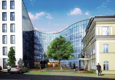 600 m2 stanowiący unikalną kombinację nowoczesnego kompleksu biurowego wraz z renowacją sąsiadującej zabudowy. Budynek jest zlokalizowany w bezpośrednim sąsiedztwie dworca kolejowego Łódź Fabryczna.