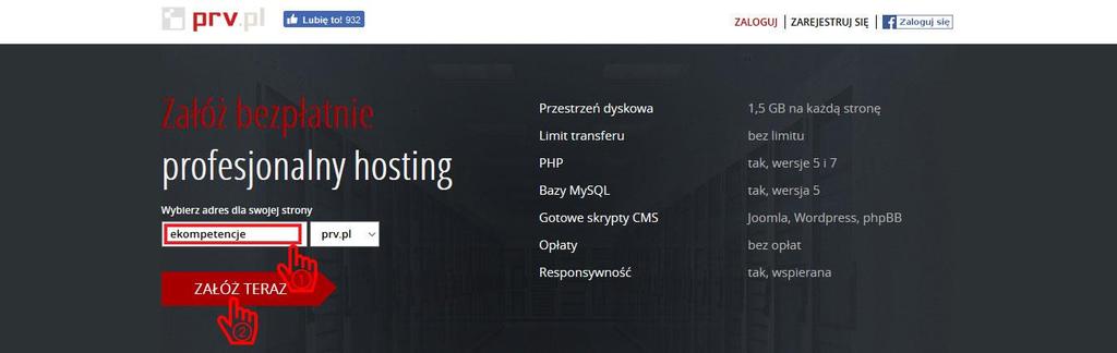 pl Następnie wybieramy darmowy hosting i klikamy przycisk Załóż (2). Wybór nazwy domeny Rysunek 2.