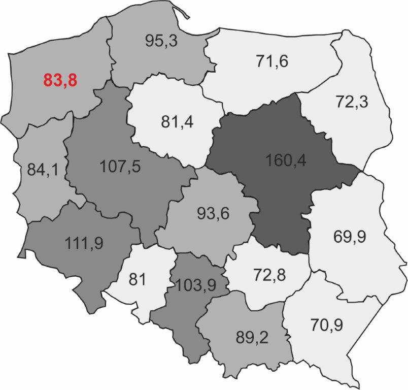Siedzibą władz województwa jest Szczecin. Region pod względem powierzchni jest 5 największym w Polsce (7,3% powierzchni kraju). Stan ludności na dzień 31.12.