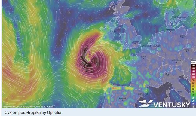 Na wysepce Fastnet Rock u wybrzeża Irlandii wiatr wieje z