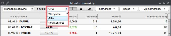 Rys. 6. Przykład okna, na którym widoczna jest rozwinięta lista do wyboru widoku. 3.1.2.