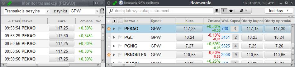 3.5. Powiązanie okien Powiązanie okien to funkcja dostępna w oknie Monitor transakcji, która umożliwia automatyczne sterowanie zawartością wszystkich okien, które zostały powiązane w